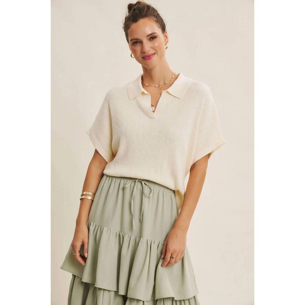 NEW IN FEBRUARY morning market slub rib dolman sleve knit top in cream